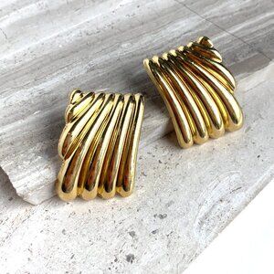 NEW ~ Anthropologie Amber Sceats Gold Ribbed Statement Earrings